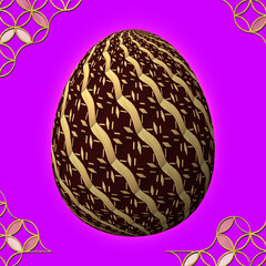 Happy Easter, Artfully designed and colorful 3D easter egg, 3D illustration on purple background with frame