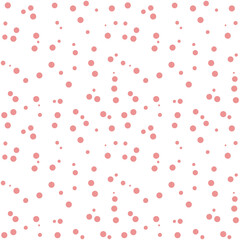 Fototapeta na wymiar Seamless Pattern. Vector minimalustic Background with pink dotted texture. Polka dot pattern template. dots of pink color of different sizes are randomly arranged on a white background in a modern sty