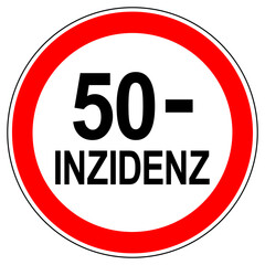 gcis50 GermanCoronavirusInzidenzSign gcis - german sign - Coronavirus Inzidenz Sign - 50 Inzidenz Zeichen . 50 minus - verboten rot xxl g10514