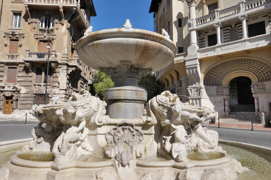 ROME APRIL 20 2021 THE FROG FOUNTAIN IN THE COPPEDE' DISTRICT
