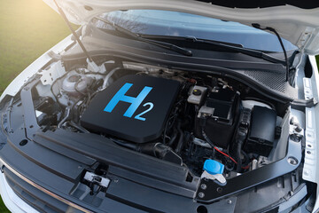 The car with the engine on hydrogen fuel