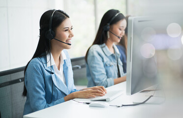 Professional Team Business Operator in Office. Service Business Corporate, Call Center Asian. Help Center, Appealed to Consumers, Support Identify Action Recovery Disaster. Online Digital marketing.
