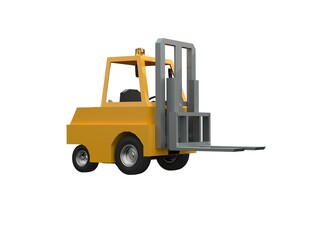 3d Lowpoly Icon Forklift Truck Loader Cartoon Style Isolated on White Background