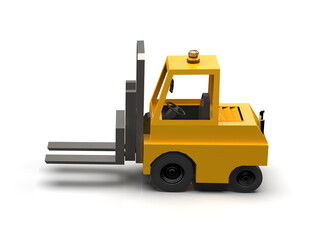 3d Lowpoly Icon Forklift Truck Loader Cartoon Style Isolated on White Background