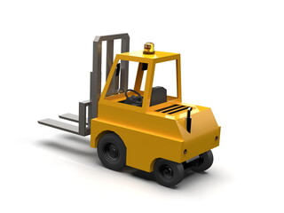3d Lowpoly Icon Forklift Truck Loader Cartoon Style Isolated on White Background