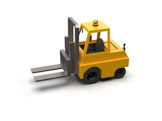 Fototapeta premium 3d Lowpoly Icon Forklift Truck Loader Cartoon Style Isolated on White Background