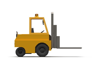 3d Lowpoly Icon Forklift Truck Loader Cartoon Style Isolated on White Background