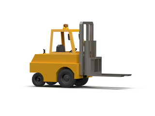 3d Lowpoly Icon Forklift Truck Loader Cartoon Style Isolated on White Background