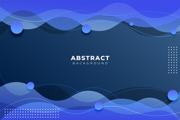 Abstract Dynamic Overlapped Fluid Shape Gradient Blue Background with Wavy Lines