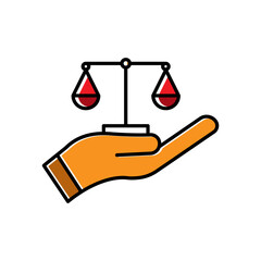 Hand and law lineal color icon. law abiding icon. Editable stroke. Design template vector
