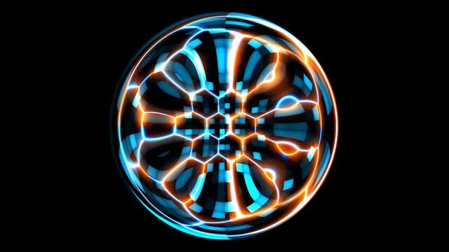 futuristic charger technology visualization hexagon wave digital surface background, animation abstract blue red laser with pattern waveform oscillation