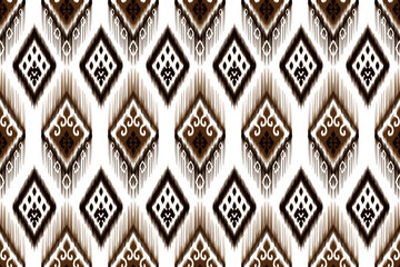 Ikat seamless pattern design Indian Aztec fabric boho geometric chevron texture vector illustrations fabric 