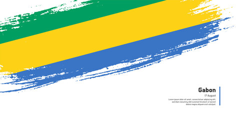 Creative hand drawing brush flag of Gabon country for special independence day