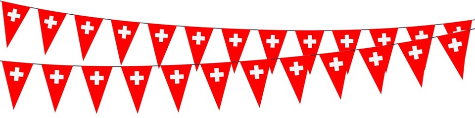 Garlands in the colors of Switzerland on a white background