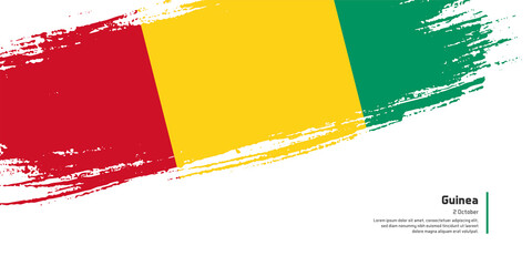 Creative hand drawing brush flag of Guinea country for special independence day