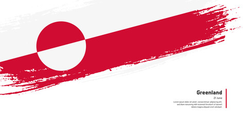 Creative hand drawing brush flag of Greenland country for special national day