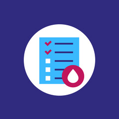 blood test results, medical diagnostics, vector flat icon