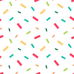 Colorful confetti, sprinkles vector seamless pattern background for party, celebration, anniversary design.