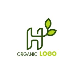 alphabet capital logo. Creative design concept green color with organic plant