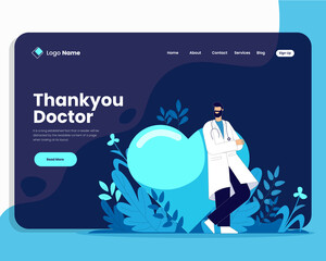 Thank you doctor vector illustration concept, thank you doctor landing page design
