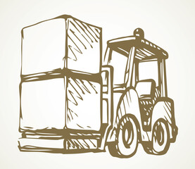 Forklift for transportation. Vector drawing