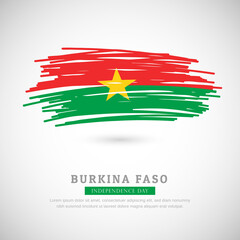 Brush flag of Burkina Faso country. Happy independence day of Burkina Faso with grungy flag background