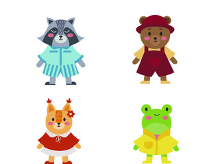 Obraz premium set of funny cartoon animal icons
