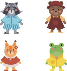 set of funny cartoon animals