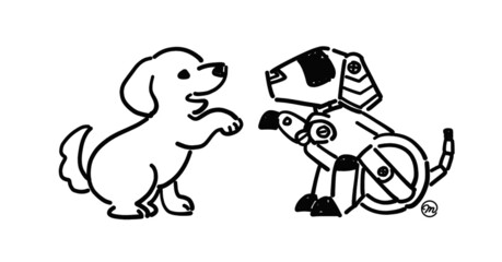A dog and a robot dog illustration