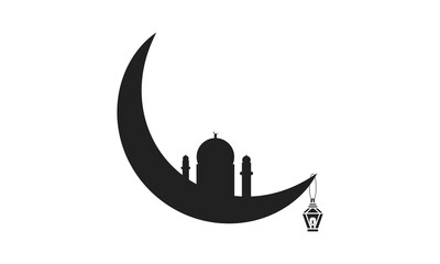 Obraz na płótnie Canvas Beautiful and Elegant Mosque icon flat design,isolated on white background,Moon,Islamic template,Islamic Ramadan kareem and Arabic pattern ,lantern,fireworks,Vector