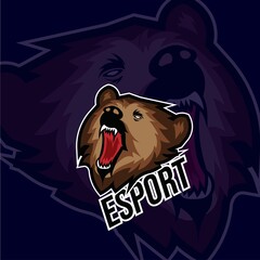 bear mascot esport logo design