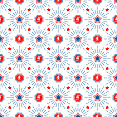 Independence day of USA flat vector seamless pattern.