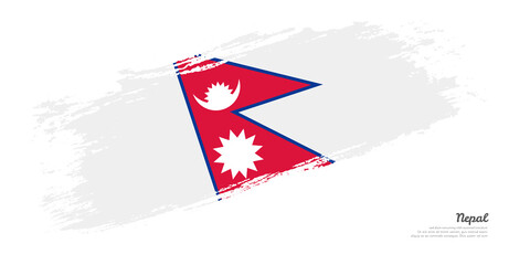 Hand painted brush flag of Nepal country with stylish flag on white background