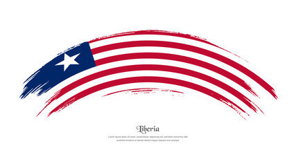 Flag of Liberia in grunge style stain brush with waving effect on isolated white background