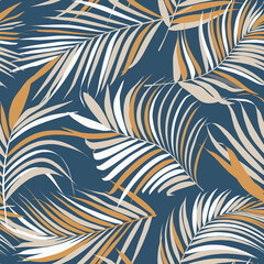 Palm leaf vector seamless pattern