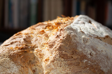 Seeded Bread, bread making, home made bread, sourdough, natural yeast bread, rustic bread, home baking, sun over a loaf of bread, close up