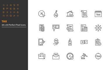 et of tax thin line icons, finance