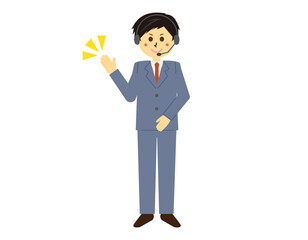 ヘッドセットを付けたテレフォンオペレーターのベクターイラスト　男性