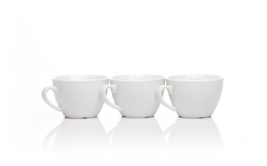 white cups isolated on white
