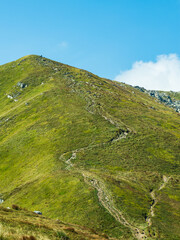 Uno dei sentieri che porta dalla Sella del Marmagna alla vetta del monte Marmagna nell'appennino Tosco-Emiliano