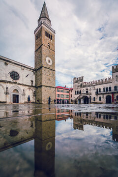 Koper cathedral and town tower in Tito square in Koper Slovenia