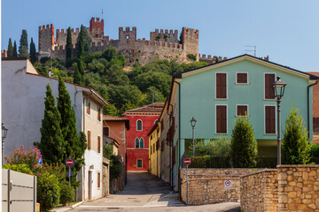 Fototapeta na wymiar View of Soave's castle and city near Verona