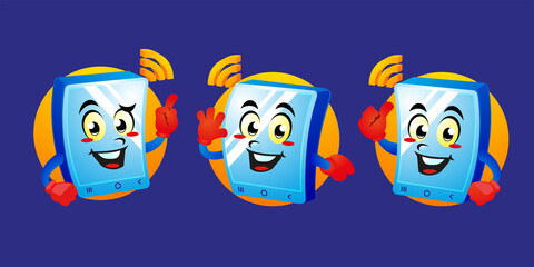 Fototapeta premium Cartoon smartphone gadgets mascot design 