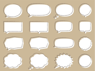 吹き出しイラスト、アイコンセット（手描き風、ずらし線）