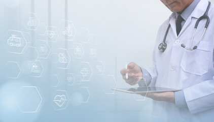 Medical technology network, smart health, telemedicine, virtual hospital concept