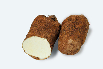 Dioscorea alata Linn (white yam) isolated on white