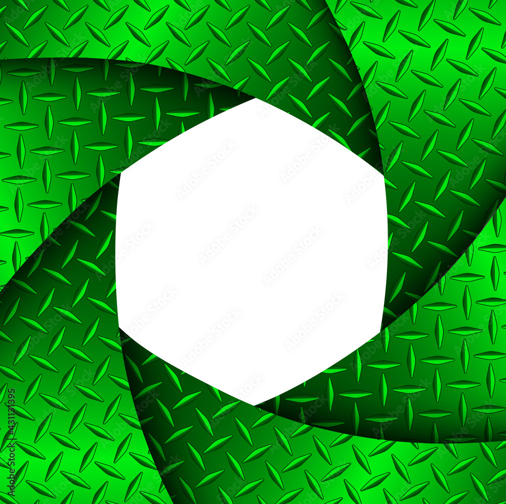 Poster background with 3d shutter and diamond plate texture, abstract green technology design, vector illus