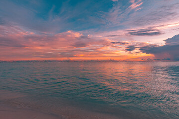 Relaxing seascape, sunset colorful sky with water reflection. seaside, coast, shore of ocean lagoon...