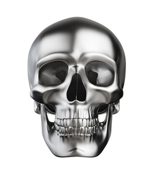 Iron skull, isolated with clipping path. 3d illustration