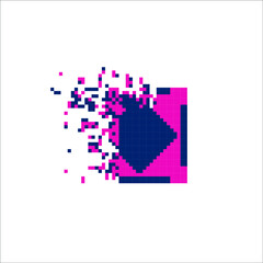 Pixel dispersed filled rectangle, illustration for graphic design